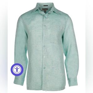 Weekenders 100% Linen Luau Edition Pavilion Long Sleeve Mens Shirt Light Jade XL